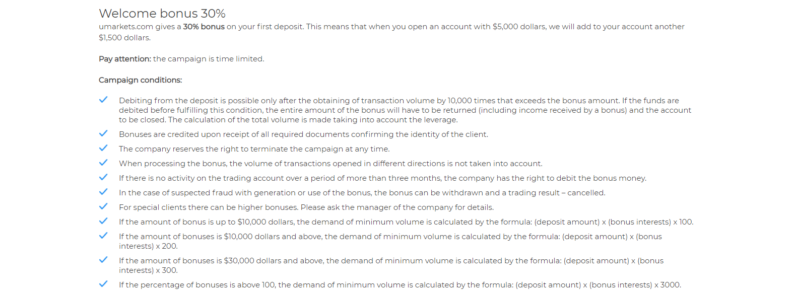 Umarkets Review welcome bonus Umarkets Review welcome bonus